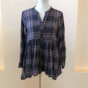 11 1 THYLNO Plaid Peplum Top